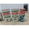 Image 2 : 7 Castrol Oil Cans 6/7 Full of Product: Racing 2 Cycle, Outboard Gear Oil, 2 Stroke