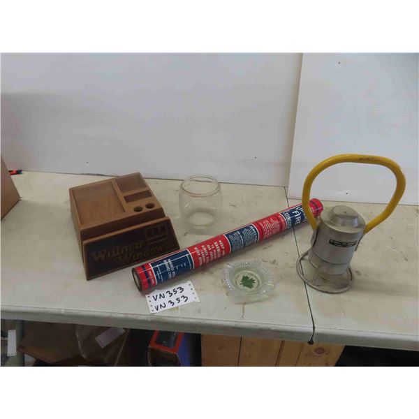 Liberty Fire Extinguisher, Railway Lantern, Glass From Barn Lantern, Desktop Organizer,