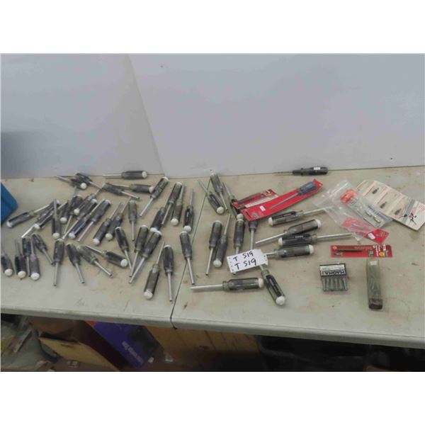 50 New Bit End Screw Drivers & Some Bits 