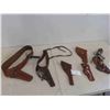 Image 1 : Leather Holster and Belt, 2 Holsters with Shoulder Straps & 3 More Holsters