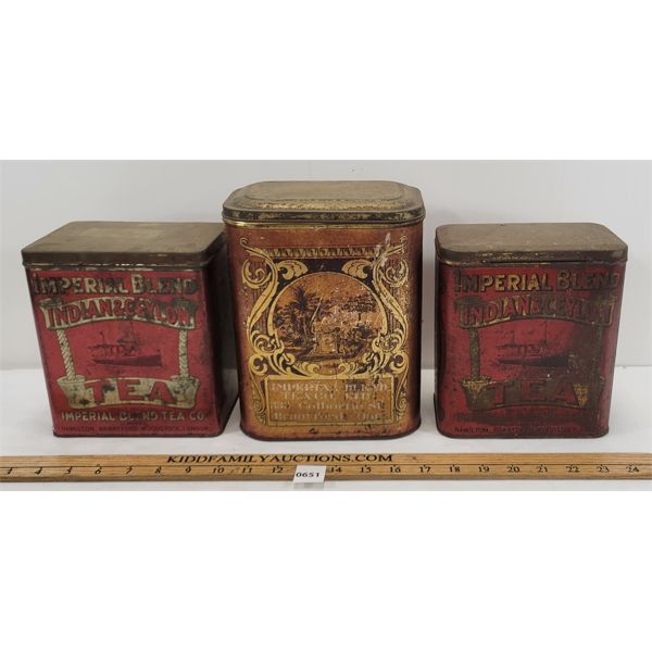 LOT OF 3 - IMPERIAL BLEND TEA TINS