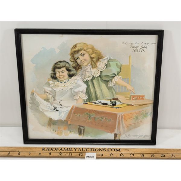 BRANTFORD SOAP WORKS IVORY BAR SOAP FRAMED ADVERTISEMENT - CIRCA 1960s