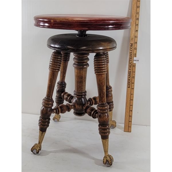 PIANO STOOL - WITH GARGOYLE CRYSTAL BALL FEET