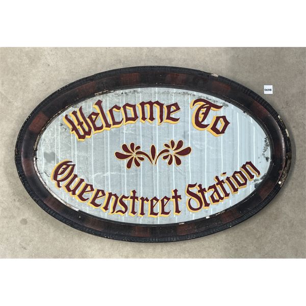 "WELCOME TO QUEENSTREET STATION" BAR MIRROR