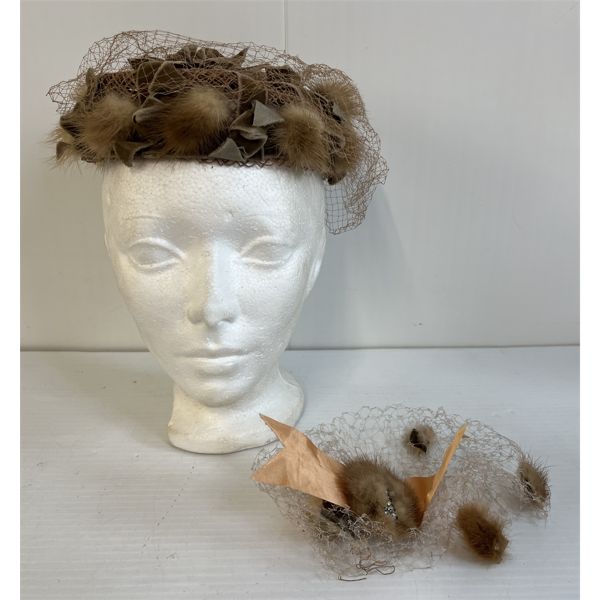 FUR & TULLE VEIL EVENING HAT