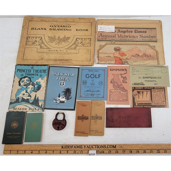 LOT OF 13 - MISC COLLECTIBLES - INCL MEMORANDA'S & ORDER ENVELOPES, ETC.