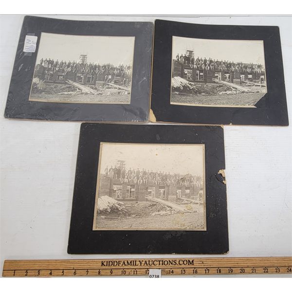 LOT OF 5 - MISC EARLY PORTRAITS - INCL 1920's CONSTRUCTION & HANOVER KINSMEN HOCKEY TEAM, ETC.