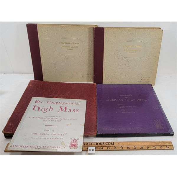 LOT OF 19 - GREGORIAN CHANT RECORDS - RECORDINGS OF HOLY WEEK, ETC.