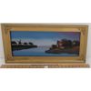 Image 1 : RIVER SCENE - OIL ON BOARD (?) W/ FOIL ACCENTS