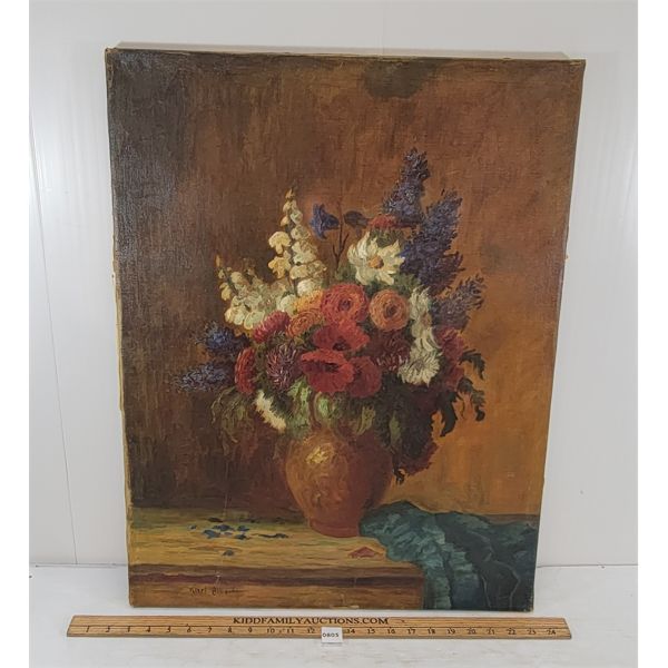FLOWERS IN VASE BY KARL ALBERT - OIL ON CANVAS