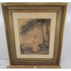 Image 1 : LITTLE GIRL W/ TOY RABBIT - FRAMED WATERCOLOUR ON BOARD