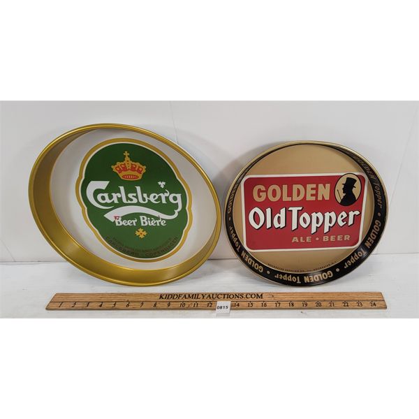 LOT OF 2 - GOLDEN TOPPER & CARLSBERG BEER TRAYS