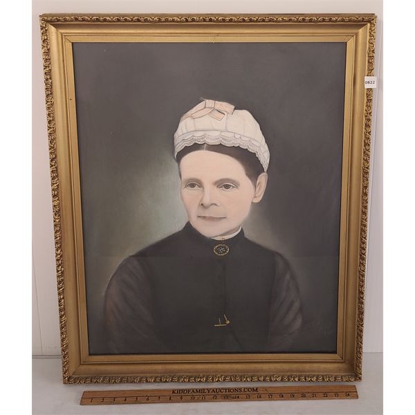 MRS. DILWORTH PORTRAIT BY H.F. SLOWELL(?) - FRAMED OIL PASTEL ON CANVAS