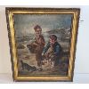 Image 1 : CHILDREN PLAYING ON THE BEACH SCENE BY UNKNOWN ARTIST - FRAMED OIL ON CANVAS 