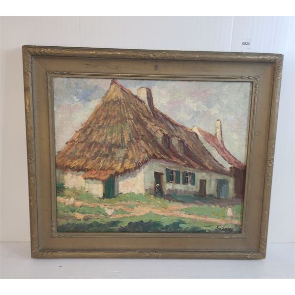 COUNTRY VILLAGE HOME BY SEO. SECHEIN - FRAMED OIL ON CANVAS 