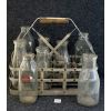 Image 1 : LOT OF 9 - EMBOSSED MILK BOTTLES & DAIRY RACK - INCL GEORGIAN BAY, BLUE RIBBON, ETC.