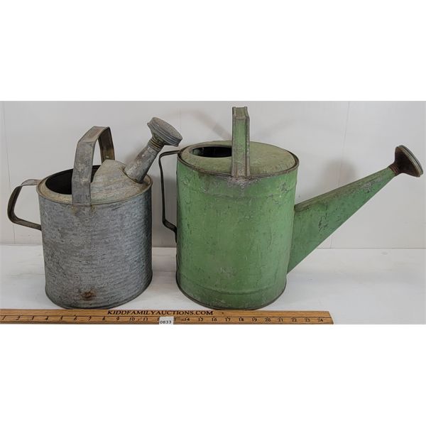 LOT OF 2 - GALVINIZED WATERING CANS