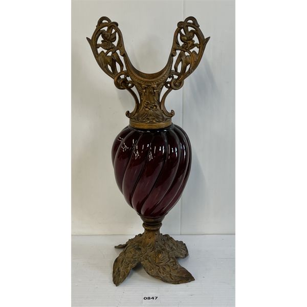 BURGUNDY & METAL MANTLE DECOR