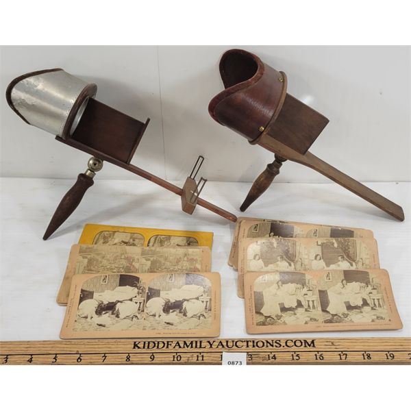 LOT OF 10 - STEREOSCOPE VIEWERS & CARDS