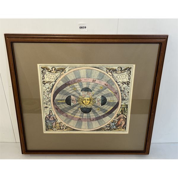 CELLARIUS' CHART HELIOCENTRIC MODEL OF THE UNIVERSE - FRAMED PRINT