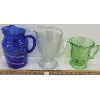 Image 4 : LOT OF 3 - PITCHERS - INCL GREEN DEPRESSION GLASS
