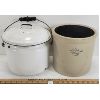 Image 1 : LOT OF 2 - ENAMEL POT & 2 GAL CROCK