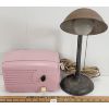 Image 1 : LOT OF 2 - PINK BAKELITE GENERAL ELEC RADIO & TABLETOP LAMP 