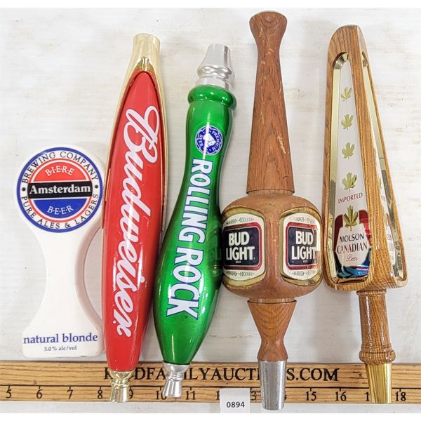 LOT OF 6 - TAP HANDLES - INCL BUDWEISER, BUD LIGHT ETC.