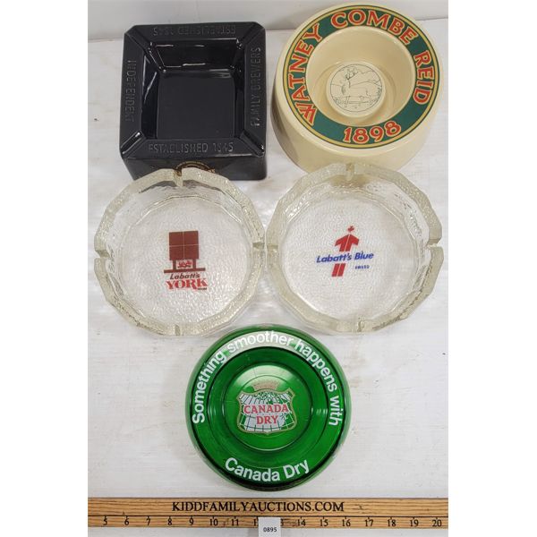 LOT OF 5 - ASHTRAYS - INCL FULLER'S, WATNEY COMBE REID ETC.