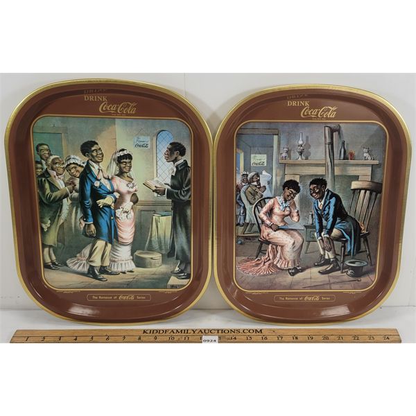 LOT OF 2 - ROMANCE OF COCA-COLA SERVING TRAYS