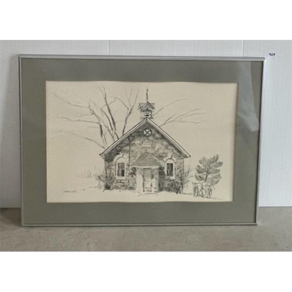 SCHOOLHOUSE BY ROBERT G. KEMP- FRAMED PRINT