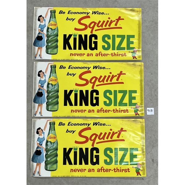LOT OF 3 - SQUIRT DRINK PAPER ADVERTISEMENTS