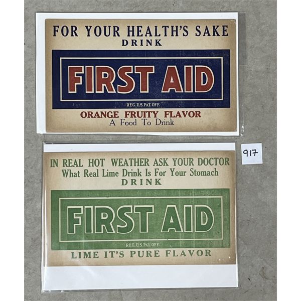 LOT OF 2 - FIRST AID DRINK ADS - LIME & ORANGE 