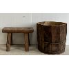 Image 3 : LOT OF 2 - WOODEN STOOL & BUCKET