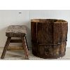 Image 4 : LOT OF 2 - WOODEN STOOL & BUCKET