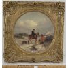 Image 1 : HORSES & FIGURES BY THOMAS SMYTH - FRAMED OIL ON BOARD