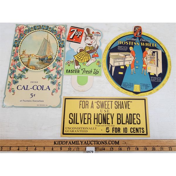 LOT OF 4 - PAPER ADVERTISEMENTS - INCL NORTHERN ELECTRIC HOSTESS WHEEL, ETC.