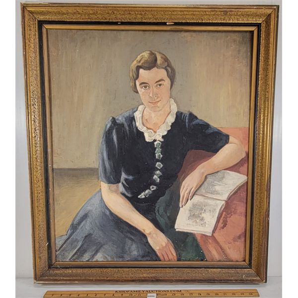 "MRS. HARRIS" BY N.F.(?) - FRAMED OIL ON BOARD 