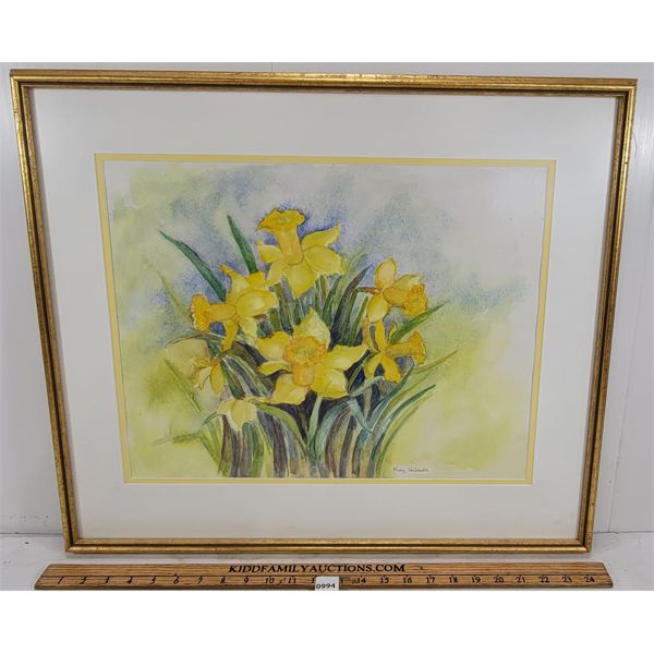 FLOWER STUDY BY KAY GILMAN - FRAMED WATERCOLOUR ON PAPER