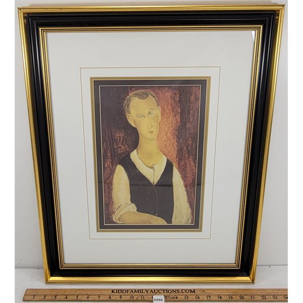 "YOUNG MAN WITH A BLACK WAISTCOAT" BY AMADEO MODIGLIANI - FRAMED PRINT
