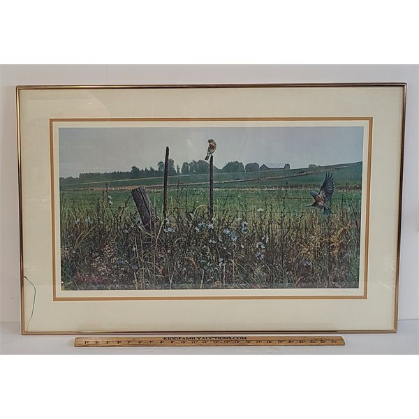 "BLUE BIRDS" BY GEORGE MCLEAN - SIGNED FRAMED PRINT 