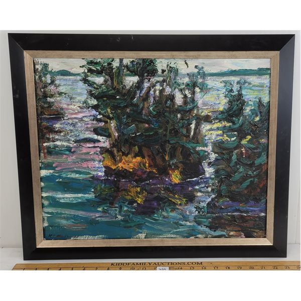 "CHAIN OF ISLANDS" BY KATHLEN SANDFORD MACDONALD - FRAMED OIL ON CANVAS