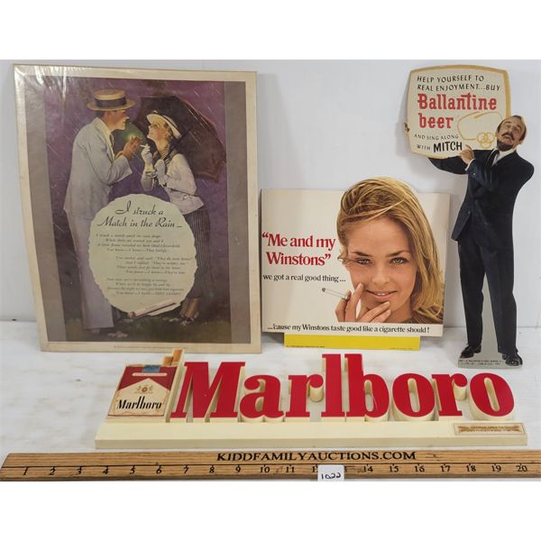 LOT OF 4 - MISC ADVERTISEMENTS - INCL WINSTONS & BALLANTINE BEER