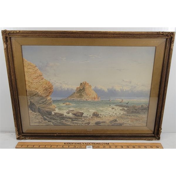 SHORELINE SCENE BY WALTER(?) - FRAMED WATERCOLOUR ON PAPER