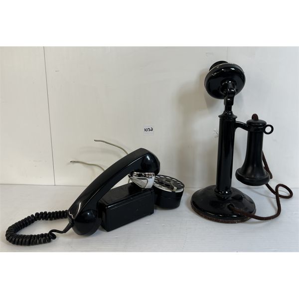 LOT OF 2 - WESTERN ELECTRIC CANDLE STICK TELEPHONE & NORTHERN ELECTRIC ROTARY TELEPHONE