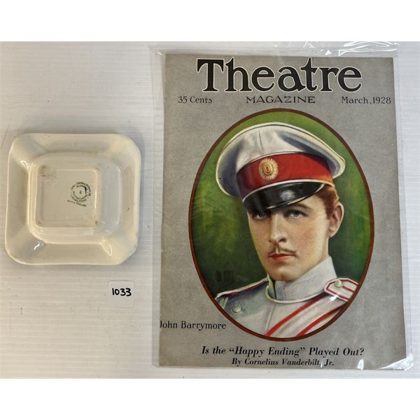 LOT OF 2 - BLACK & WHITE SCOTCH WHISKY ASH TRAY & WOODWORTH AD