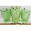 Image 2 : LOT OF 3 - GREEN DEPRESSION GLASS PITCHERS