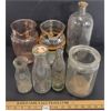 Image 2 : LOT OF 7 - MISC EMBOSSED BOTTLES & PITCHER - INCL A.E. BURKE 