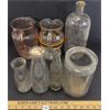 Image 4 : LOT OF 7 - MISC EMBOSSED BOTTLES & PITCHER - INCL A.E. BURKE 