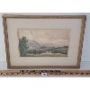Image 1 : MOUNTAIN LANDSCAPE BY P.C. - FRAMED WATERCOLOUR ON PAPER